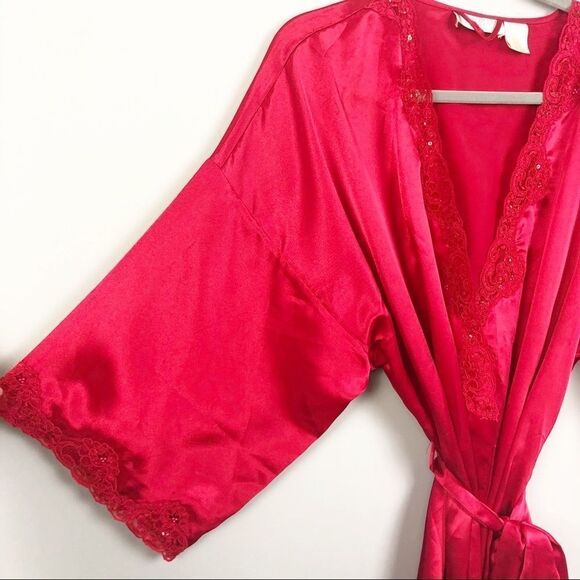 VICTORIA’S SECRET | Vintage Red Satin Look Robe Tie Sash Belt Women’s One Size - Picture 2 of 6
